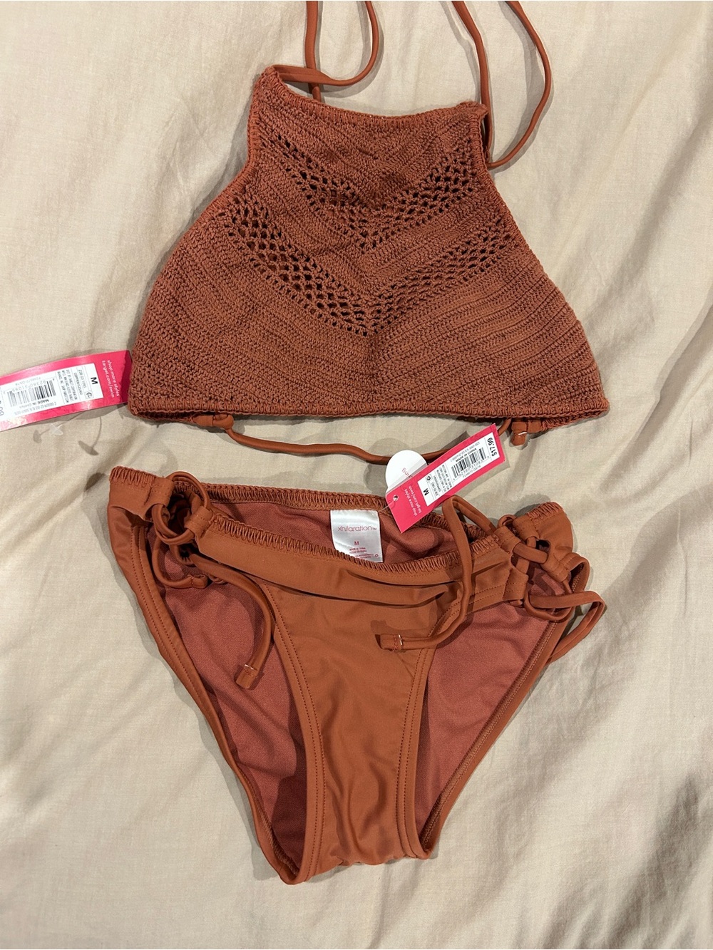 Xhilaration Crochet Bikini Set in Rust Brown